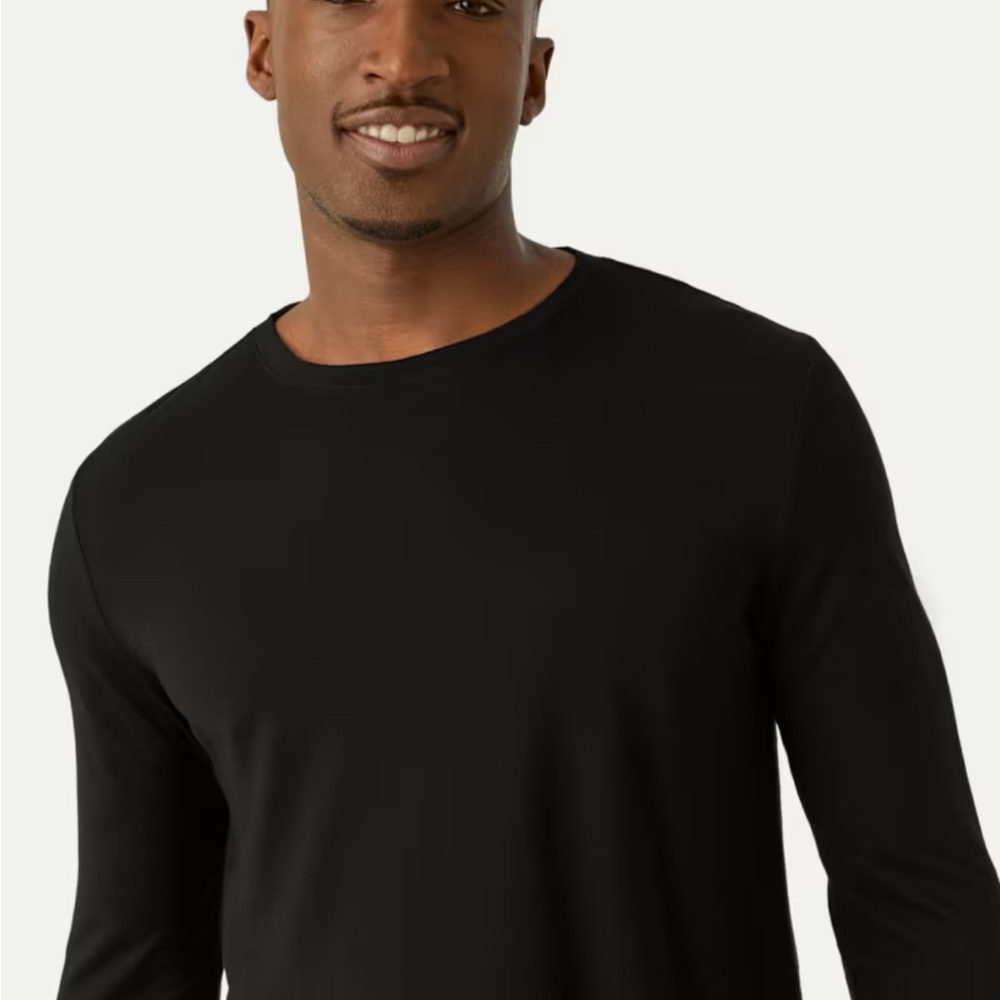 Men's Merino Wool Blend Crew Neck Long Sleeve T-Shirt